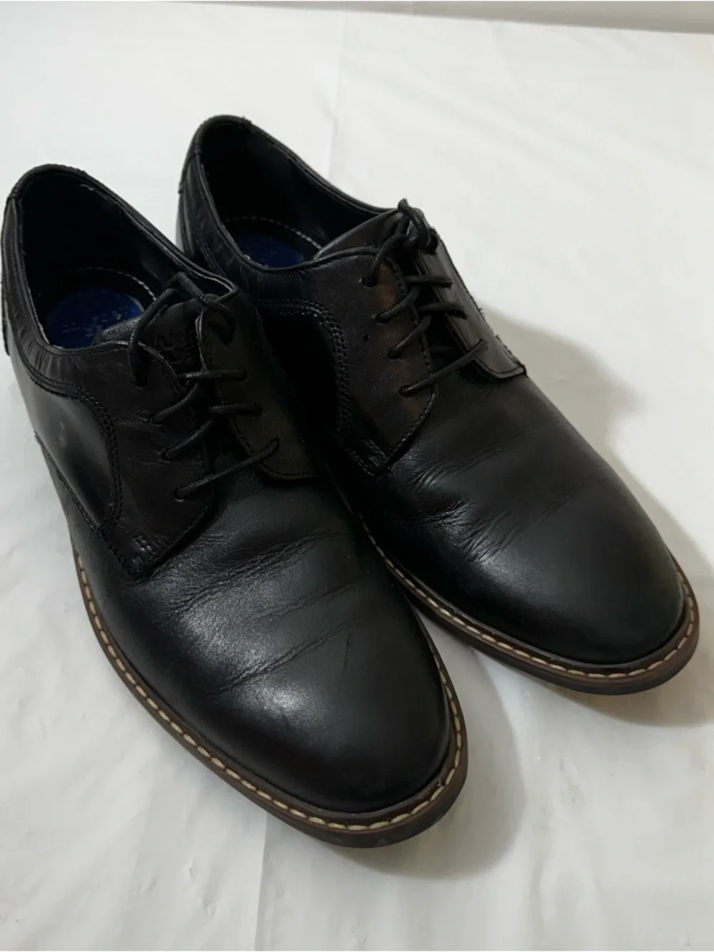 Nunn Bush Black Leather Derby Shoes with Contrasting‎ Brown Welt